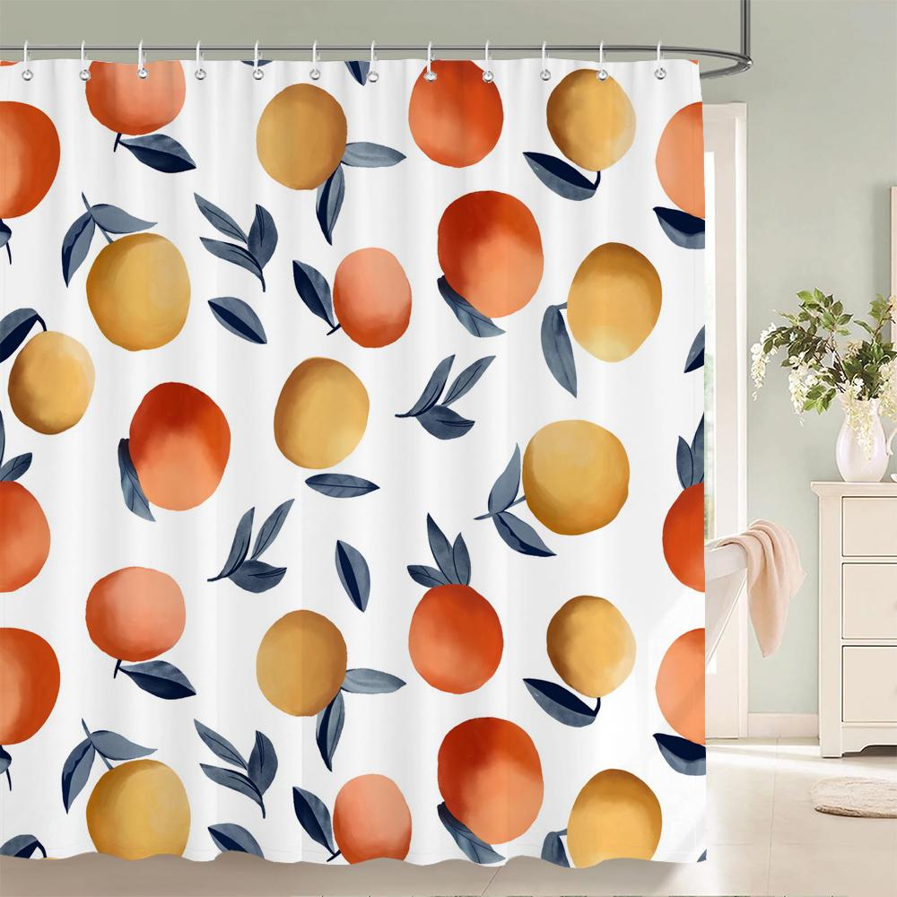 Frucht Duschvorhang Orange Banane Pfirsich Wassermelone Muster Niedliche Kinder Badezimmer Deko Polyester Stoff Wasserdicht Badevorhang