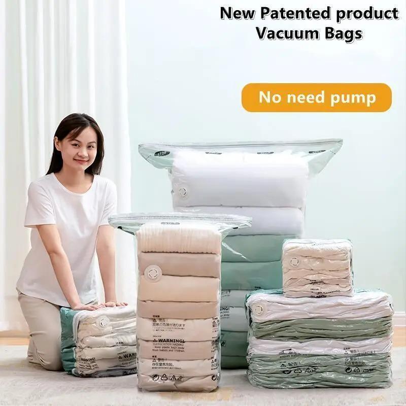 No Need Pump Vacuum Bags Large Plastic Storage Bags for Storing Clothes Blankets Compression Empty Bag Covers Travel Accessories