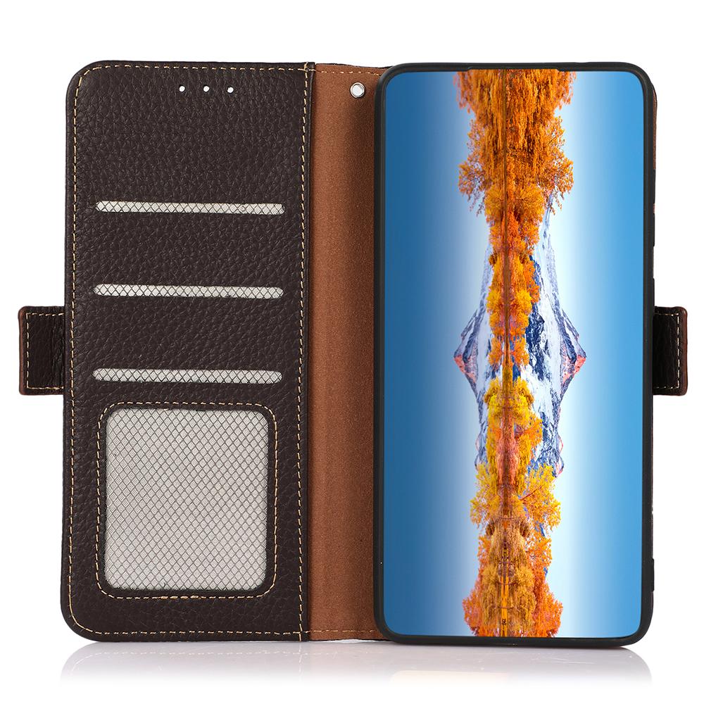 For OnePlus Nord CE4 Lite 5G/Oppo K12x 5G (China) Phone Case Genuine Cow Leather Cover RFID Blocking