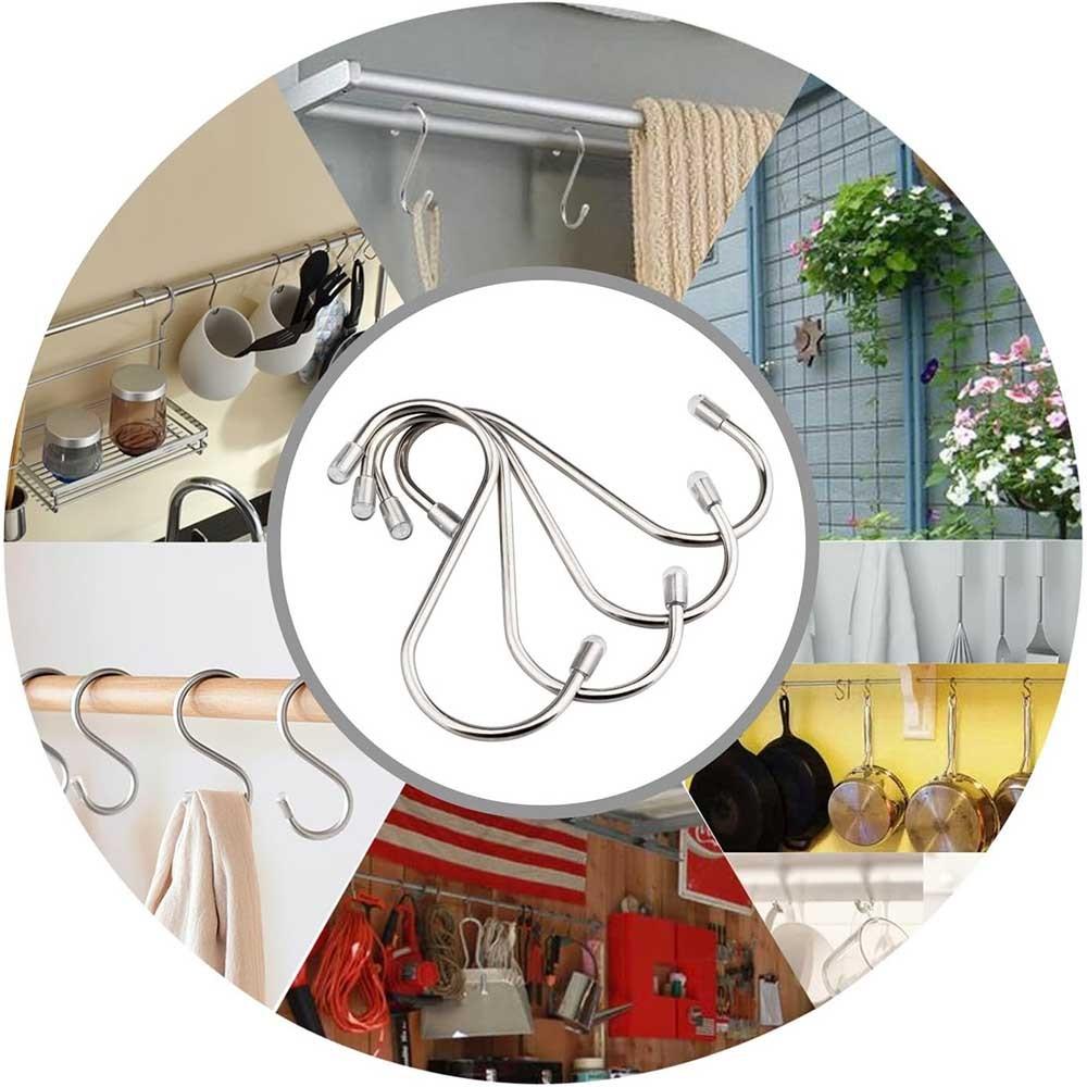 1pc Stainless Steel S-Shape Hooks Kitchen Hanging Metal Storage Hook Multi-Function Clothes Bags Hanging Hook Home Accessories
