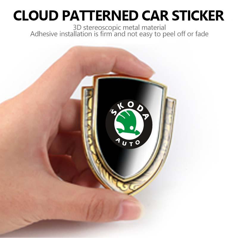 AAAAS1 Stylizacja Samochodu 3D Tarcza Metalowy Emblemat Odznaka Naklejka Dekoracja Naklejka Dla Skoda S Kodiaq Octavia 2 3 Yeti Karoq Rapid Fabia VII VRS