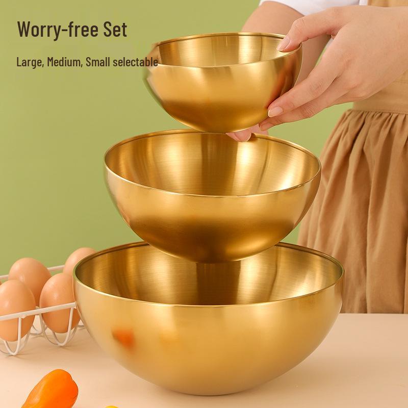 Korean Stainless Steel Multi-Purpose Bowl for Salad, Cooking, Dough, Baking, Egg Beating, Vegetables, and Fruit.
