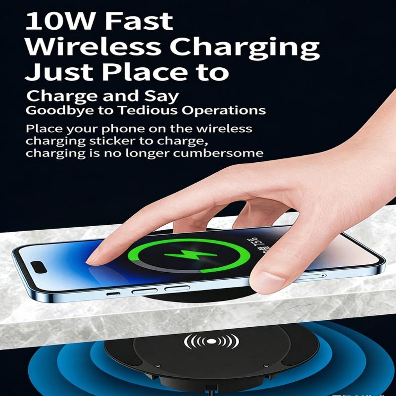 Universal Hide Wireless Phone Chargers 10W Quick Charge Under Desk Install For Multiple Surfaces Keep Workspaces Clean