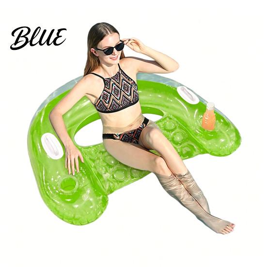 Swimming Pool Accessories U-shaped Inflatable Float for Adults Blow-Up Floating Lounge Chair Summer with Drink Holder Party Beach Lake Essentials