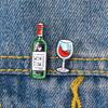 Mini Cute Wine Glass Wine Bottle Brooch Enamel Pin Fashion Badge For Lovers Friends