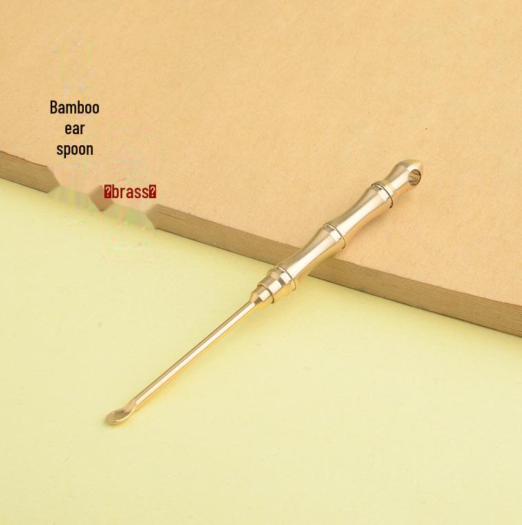 Bamboo Ear Spoon & Brass Toothpick Keychain: Creative Gift for Ear Cleaning