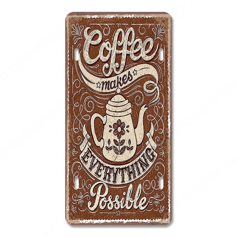 Coffee Licenses Vintage Metal Tin Signs Retro Plate Coffee Time Posters Plaques for Cafe Kitchen Living Room Home Wall Art Decor