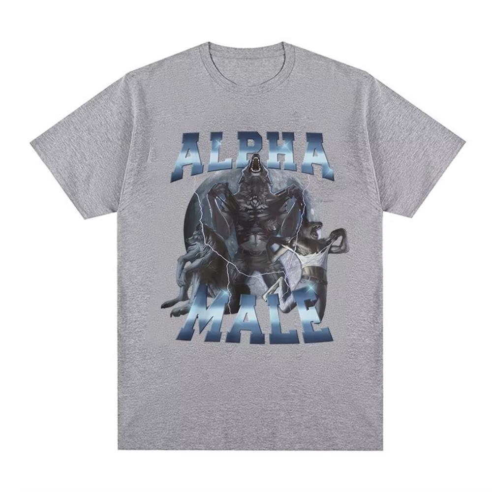 Limited Alpha Male Vintage Wolf Graphic T Shirts Mens Fashion Gothic Clothing Tshirt Funny Men Women Cotton Oversized T Shirts