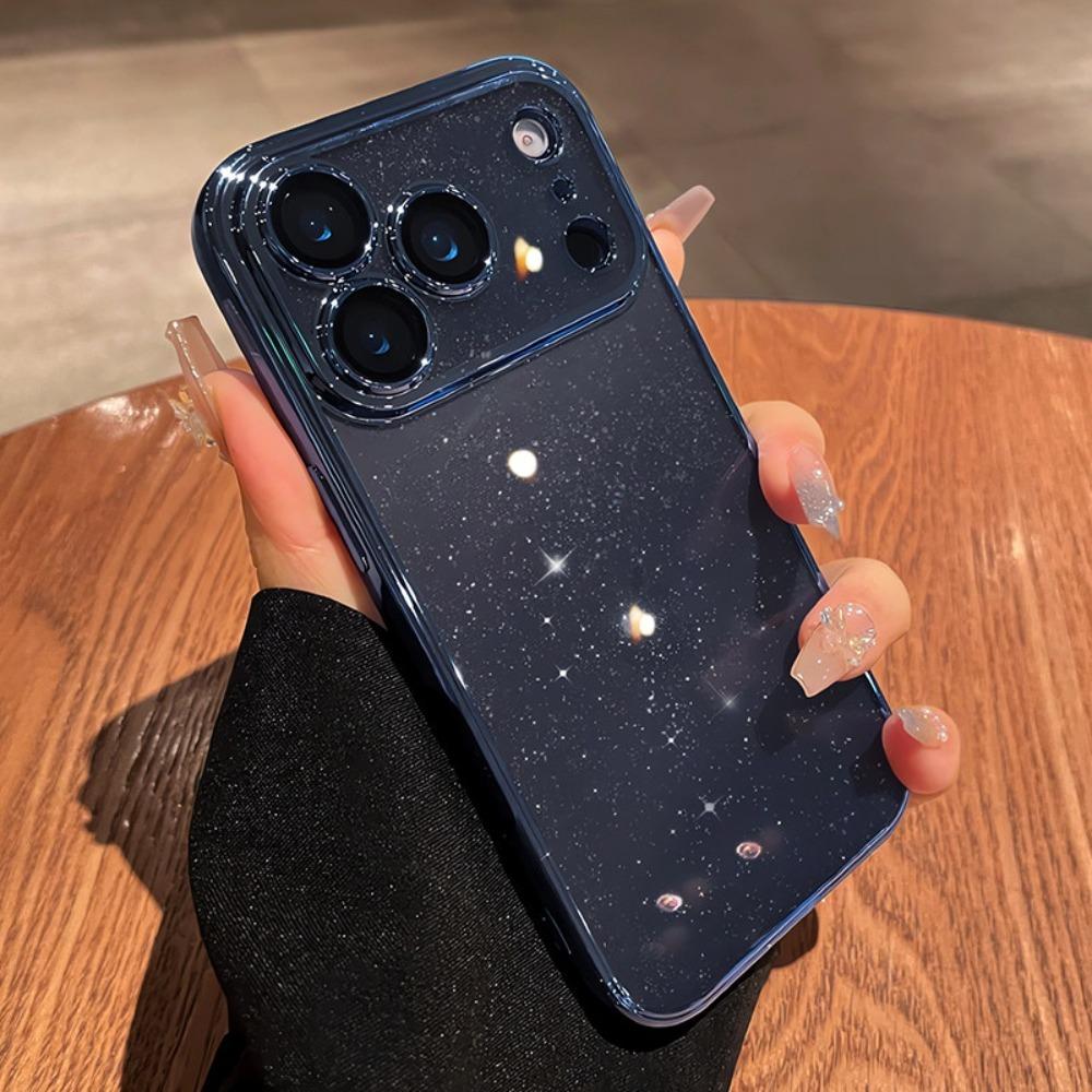 Transparent Glitter Phone Case For For Iphone 17 16 1 14 13 Pro Max 17Pro Air Pating Bumper Lens Protection Clear Back Cover