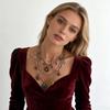 Sweet and Cool Style Multi Layer Necklace Set Heart Charm Geometric Chains Ideal for Office Dating Outfits