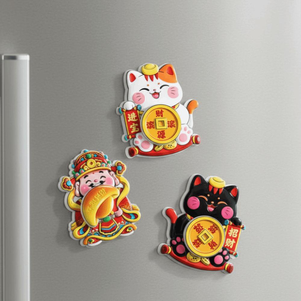 Rotatable 3D Refrigerator Magnets Cartoon Refrigerator Decorative Magnet  New Year Decoration