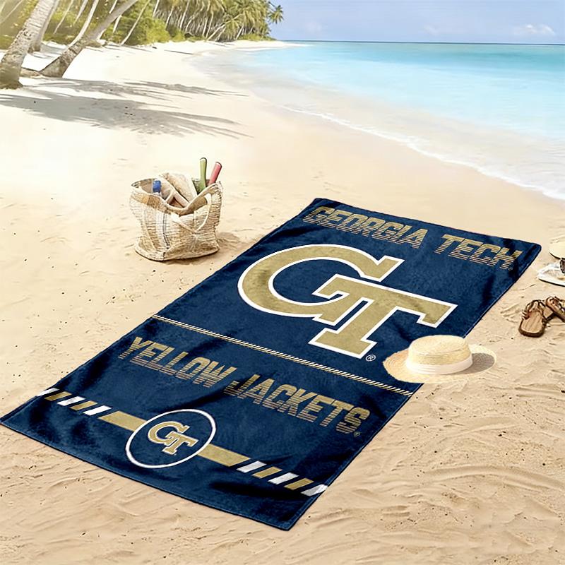 Georgia Tech Print Beach Towel, Large Soft Quick Dry Towel for Beach Camping Swimming