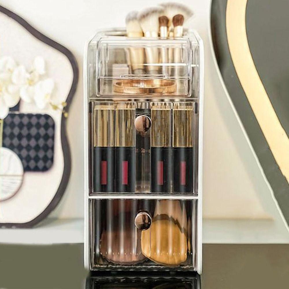 Plastic Cosmetic Storage Box Space Saving Makeup Storage Container Stationery Storage Box  for Home