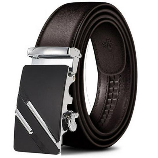 Men's Extra Long Khaki Leather Belt with Automatic Buckle - 140-150cm Casual Business Cowhide Waist Belt