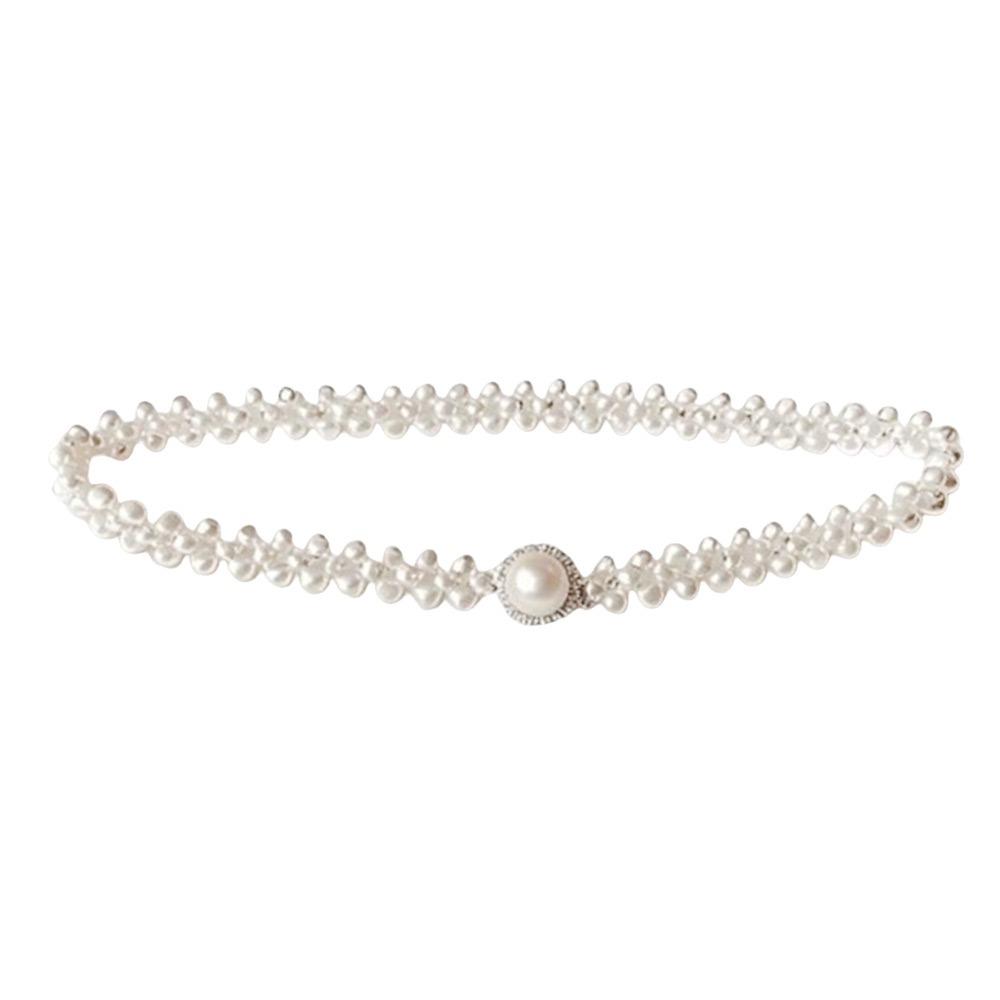 Luxury Butterfly Pearl Belt Pearls and Rhinestones Elastic Waist Bands For Women Lady Girl