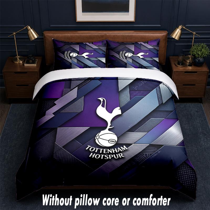 Tottenham Hotspur Design Bett Bettwäsche Set 1 Bettbezug + 2 Kissenbezüge Weich Atmungsaktiv Haushalt Bettwäsche
