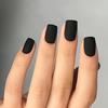 24 PIEZAS Uñas Postizas Cuadradas Medias, Uñas Postizas Negras Sólidas, Uñas Acrílicas con Acabado Mate para Mujeres, Manicura Casera Reutilizable Regalo