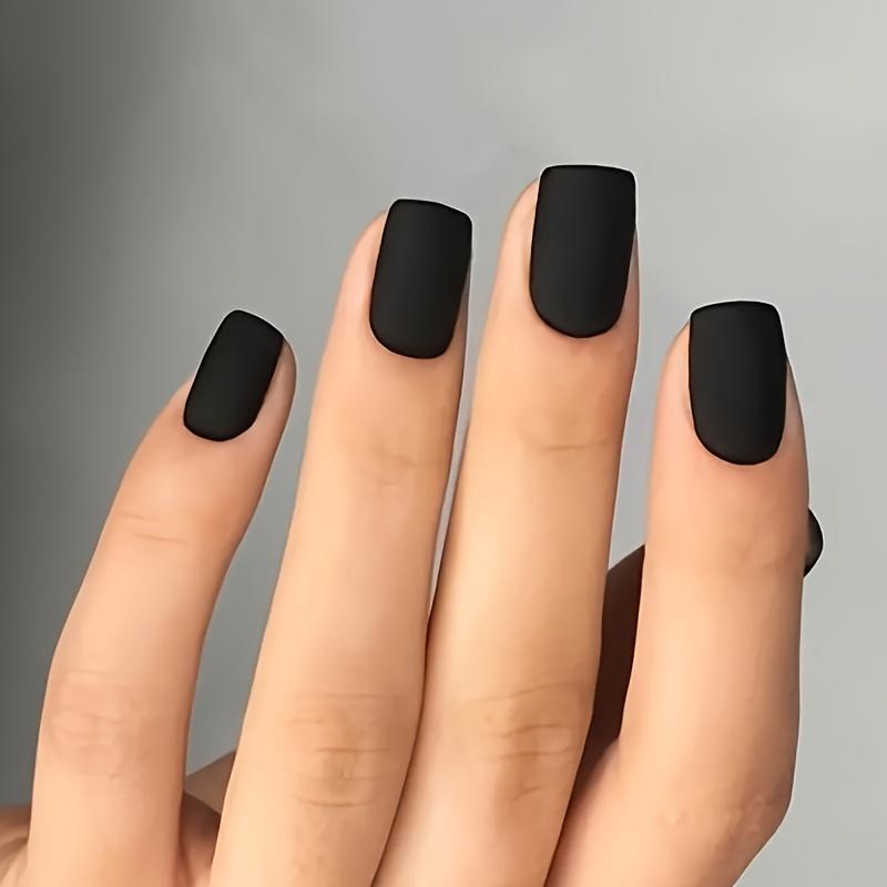 

24PCS Medium Square Press On Nails, Solid Black False Nails, Matte Finish Acrylic Nails for Women, Reusable Home Manicure Gift красный