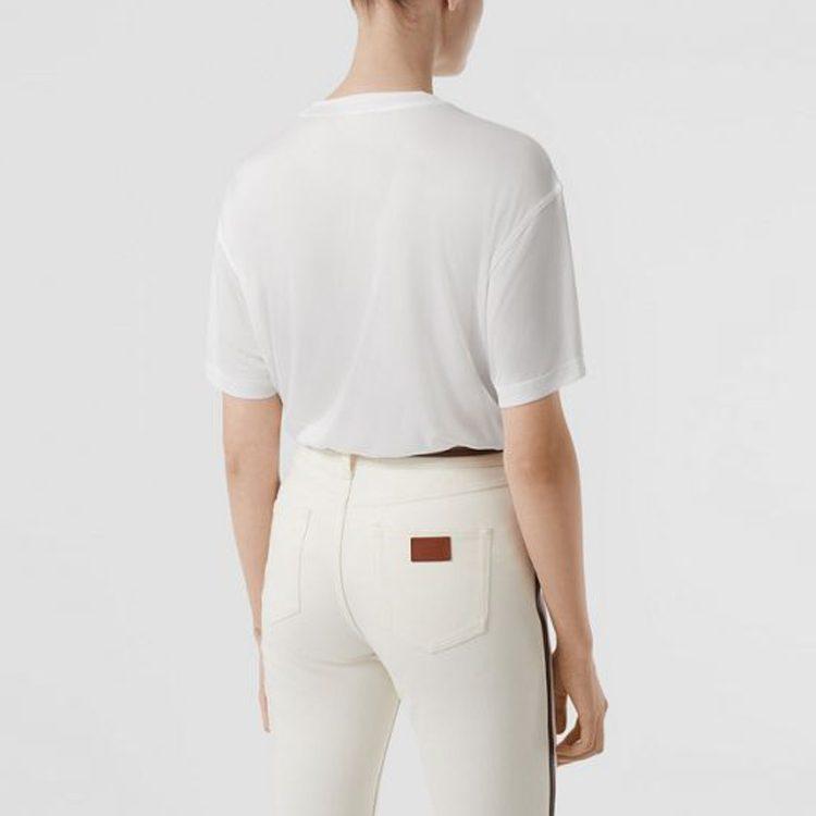 Burberry T Shirts Women's White Crew Neck Moderate Straight Fit 80161361
