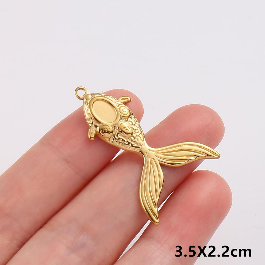 5pcs/Lot Gold Color Exquisite Sea Animal Charm Shell Tortoise Stainless Steel Pendants For Jewelry Making Supplies Beach Pendant