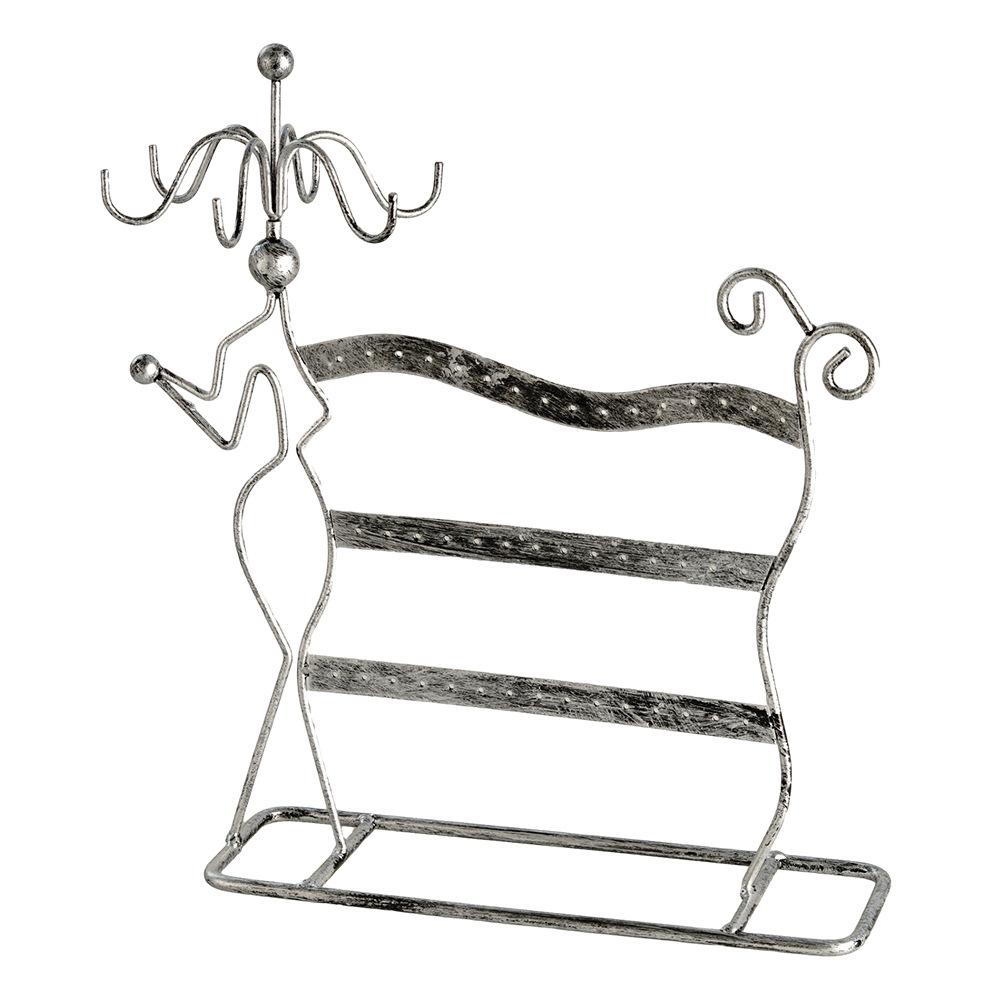 

Креативная вращающаяся стойка для ювелирных изделий, сетчатые серьги, кольца для хранения, браслеты, ожерелья, стеллаж для выставки товаров 29x6.5x30cm серебряный