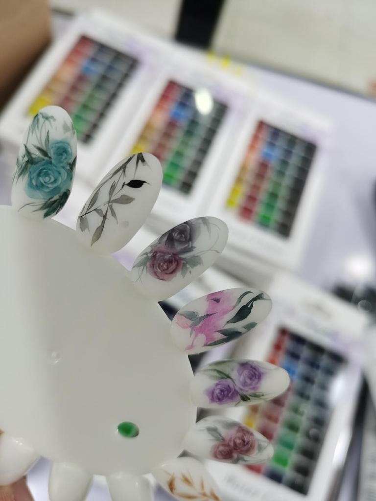 36-Color Solid Watercolor Paint Set for Professional Fine Art, Acrylic Painting, Nail Art, and Ombre Effects