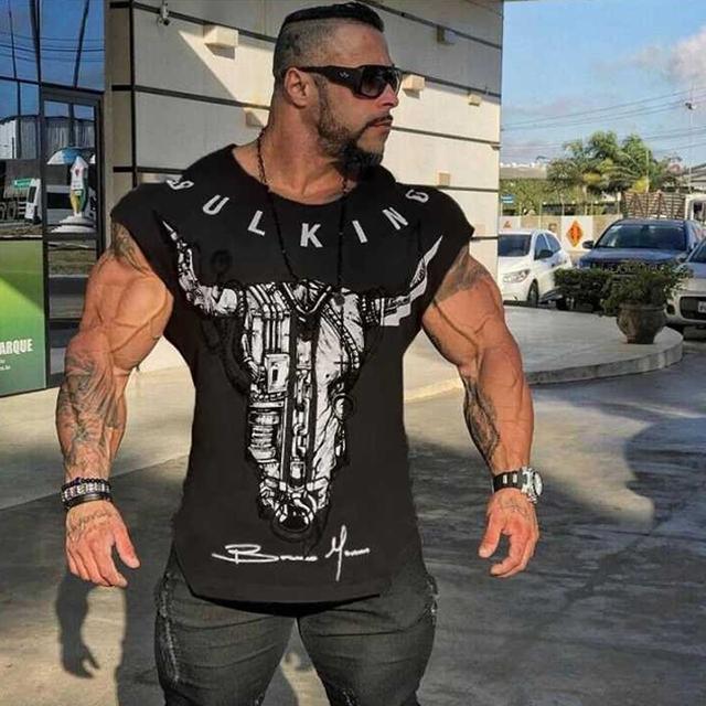 New Cotton Round Neck Muscle Fitness 