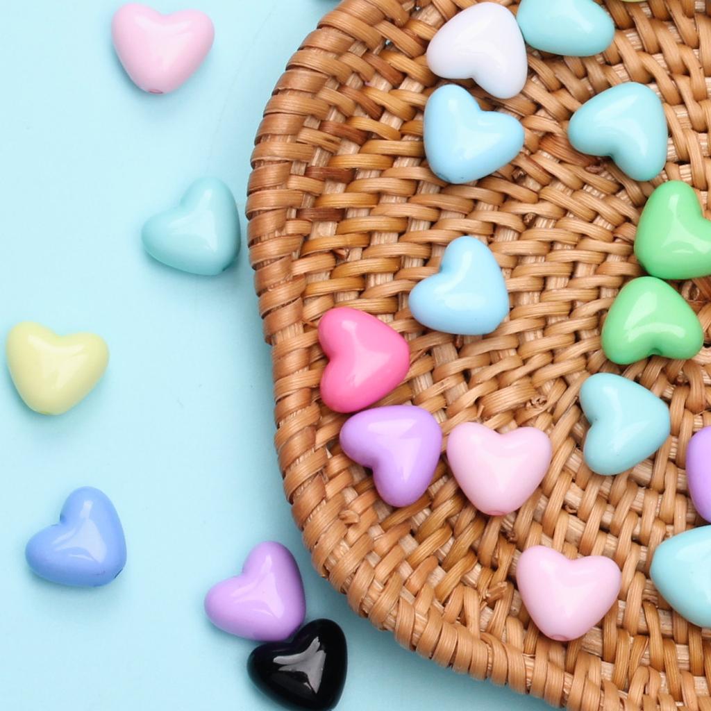 50Pcs Jewelry Findings Acrylic Bracelet Necklace Accessories DIY For Jewelry Making Charms Heart Beads Loose Beads