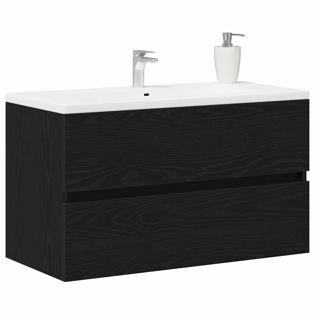 Sink Cabinet Black Oak 80 x 38.5 x 45 cm Engineered Wood