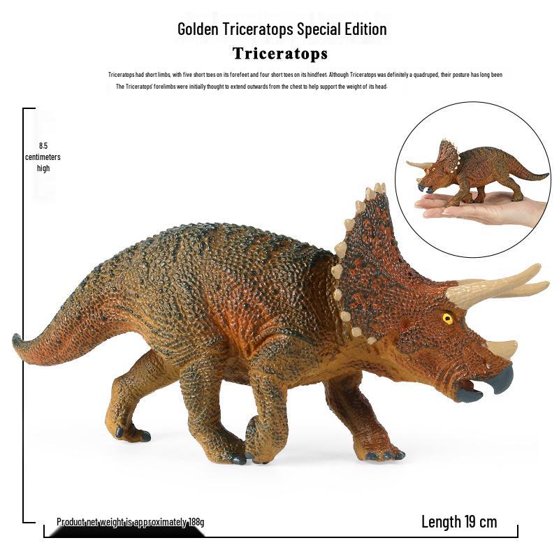 Large Gold Triceratops Dinosaur Model Toy - Realistic Tyrannosaurus Rex Statue Ornament
