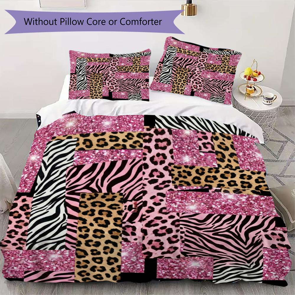 Y2K Leopard Print Pattern Bedding Uilt Set Uilt Cover Pillowcase Home Decoration Birthday Gift (1 * Duvet Cover + 2 * Pillowcase Without Core)13