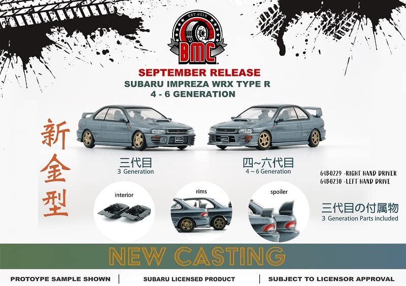 BM CREATIONS Subaru Impreza WRX 3 Dolphin Gray LHD Finished Product 64B0230 1/64 Type-R 4-6 Gen.
