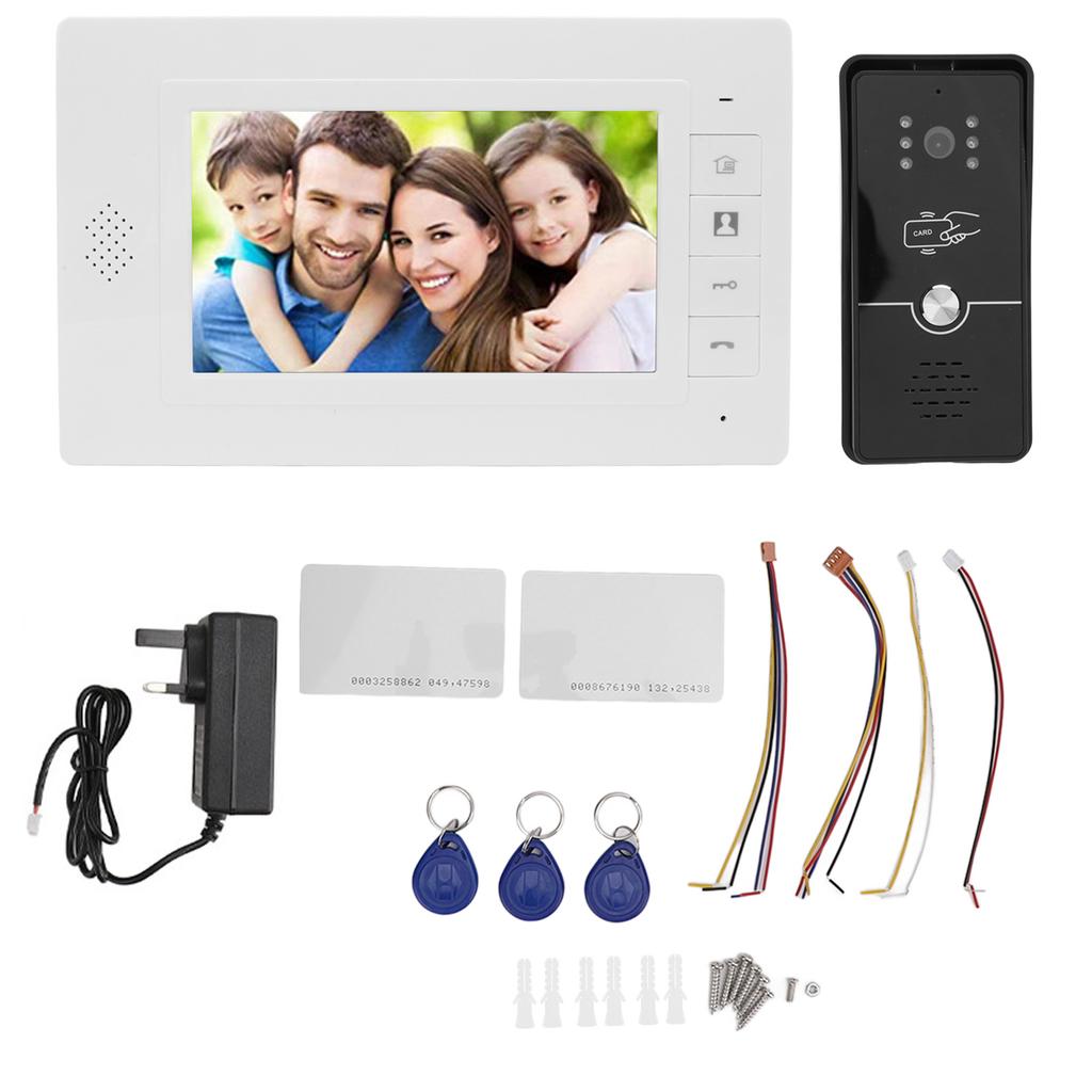 Système d'interphone vidéo filaire Écran LCD 7 pouces Vision nocturne Système d'interphone visuel grand angle 120 degrés