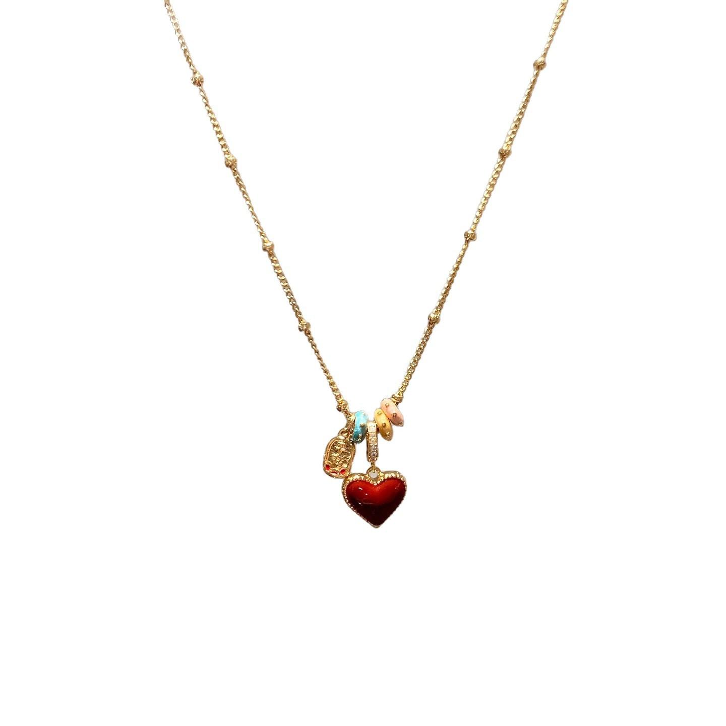 Female Light Luxury Niche Double-sided Love Necklace золотой
