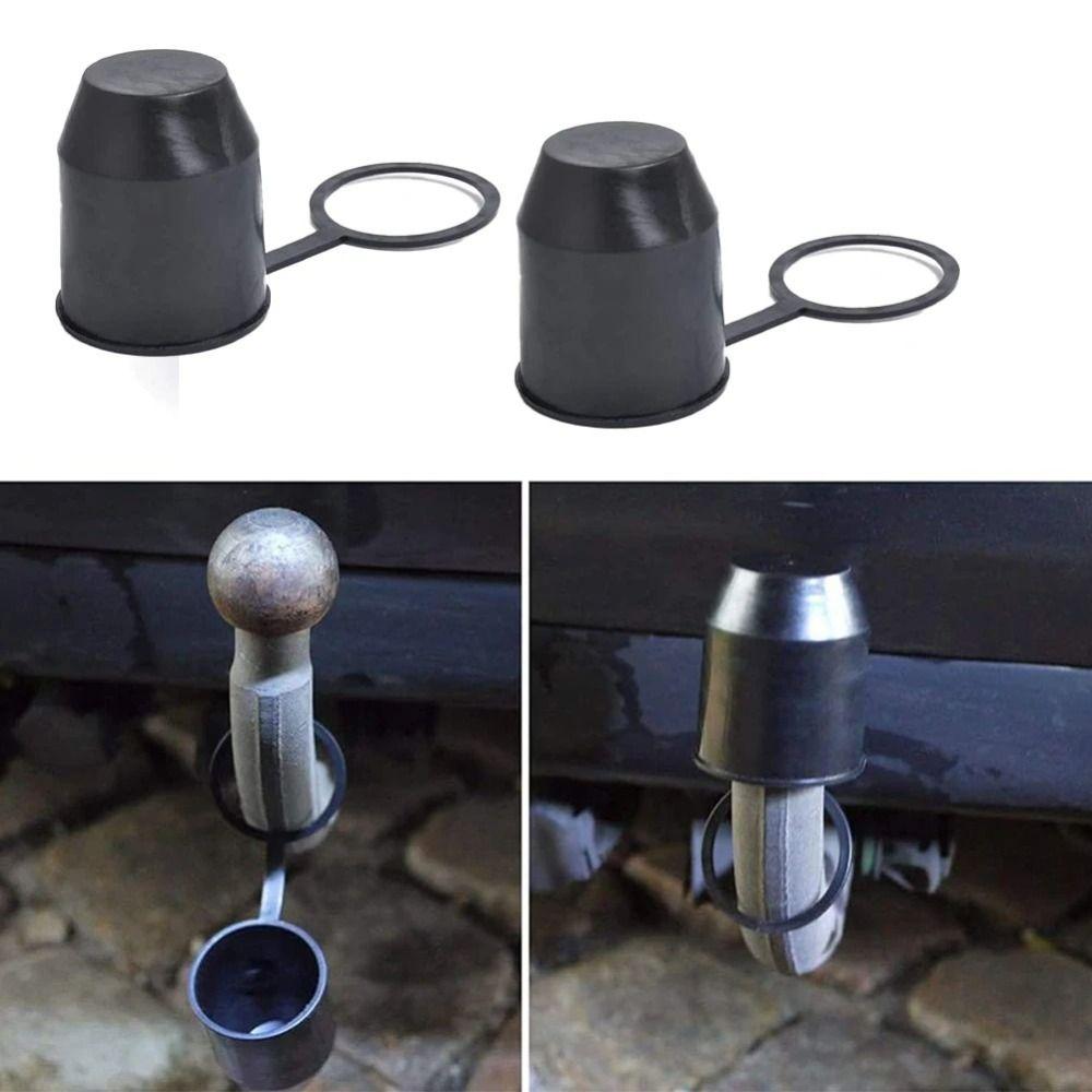 2Pcs/Set Black Tow Bar Ball Cover Hitch Cover Towing Hitch Cover Trailer Towing