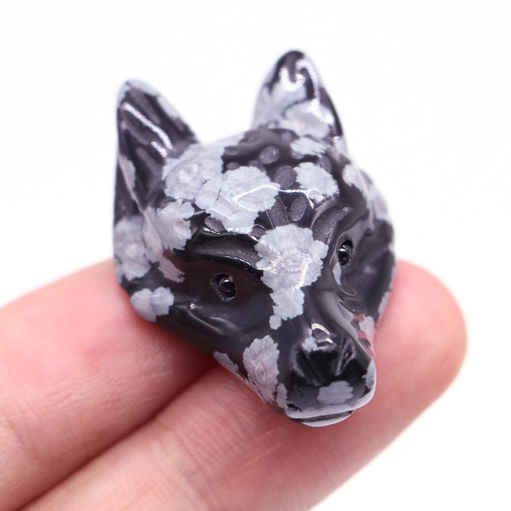 Testa di Lupo in Pietra Naturale da 1,5" Cristallo Curativo Reiki Animale Scolpito a Mano Statuetta Decorazione in Pietra Preziosa Fai da Te Accessori per Gioielli Regali