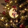Unique Christmas Exchange Gift Santa Moon Hanging Lamp, Iron LED Lighted Ornament, Decorative Lamp Glowing Atmosphere Light for Wall Window