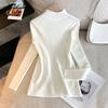 Autumn Winter Women Basic Simple Sweater Half High Collar White Black Brown Knitting Pullover Long Sleeve Ladies' Knitted Top