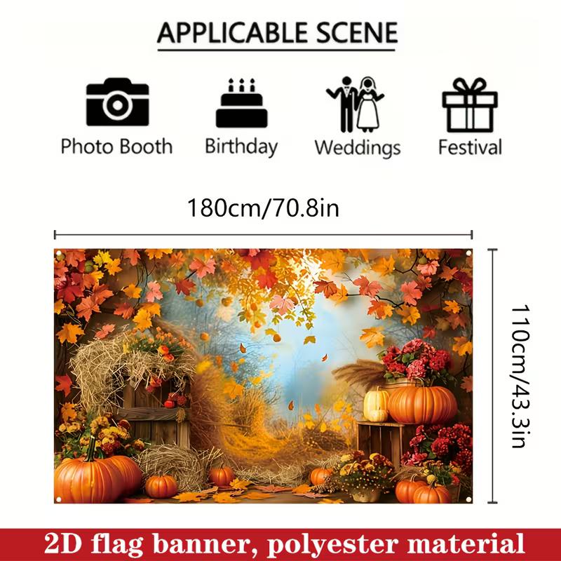 2D Thanksgiving Harvest Backdrop Rustic Wooden Fence Photo Booth Banner