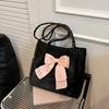 Women's Sweet Bowknot Tote Bag, Soft PU Leather Large Capacity Shoulder & Underarm Bag with Braided Handle for Daily Use