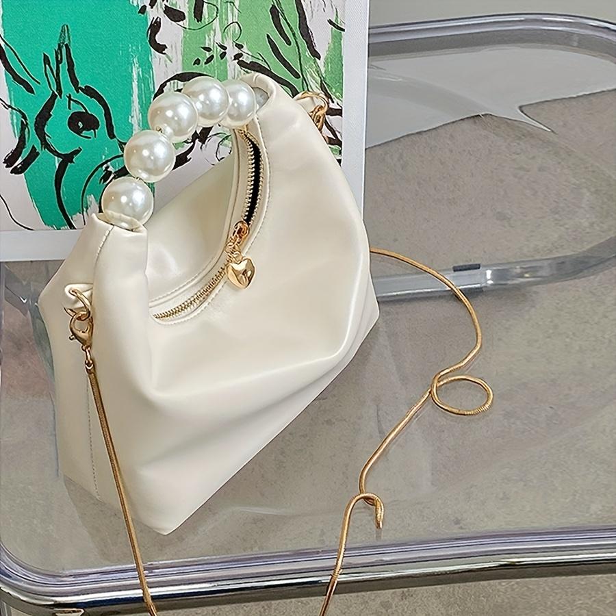 Simulation Pearl Handbag Mini Chain Strap Retro Simple Mobile Phone Bag Shoulder Crossbody Dumpling Bag