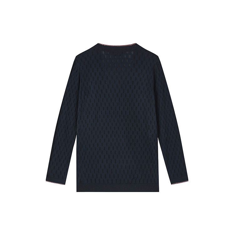 FILA Dark Pattern Casual V-Neck Knitted Sweater Women sweater Legendary-Blue F11W321401F-NV