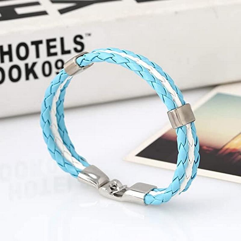 Bracelet en Cuir PU Tressé pour Hommes Femmes