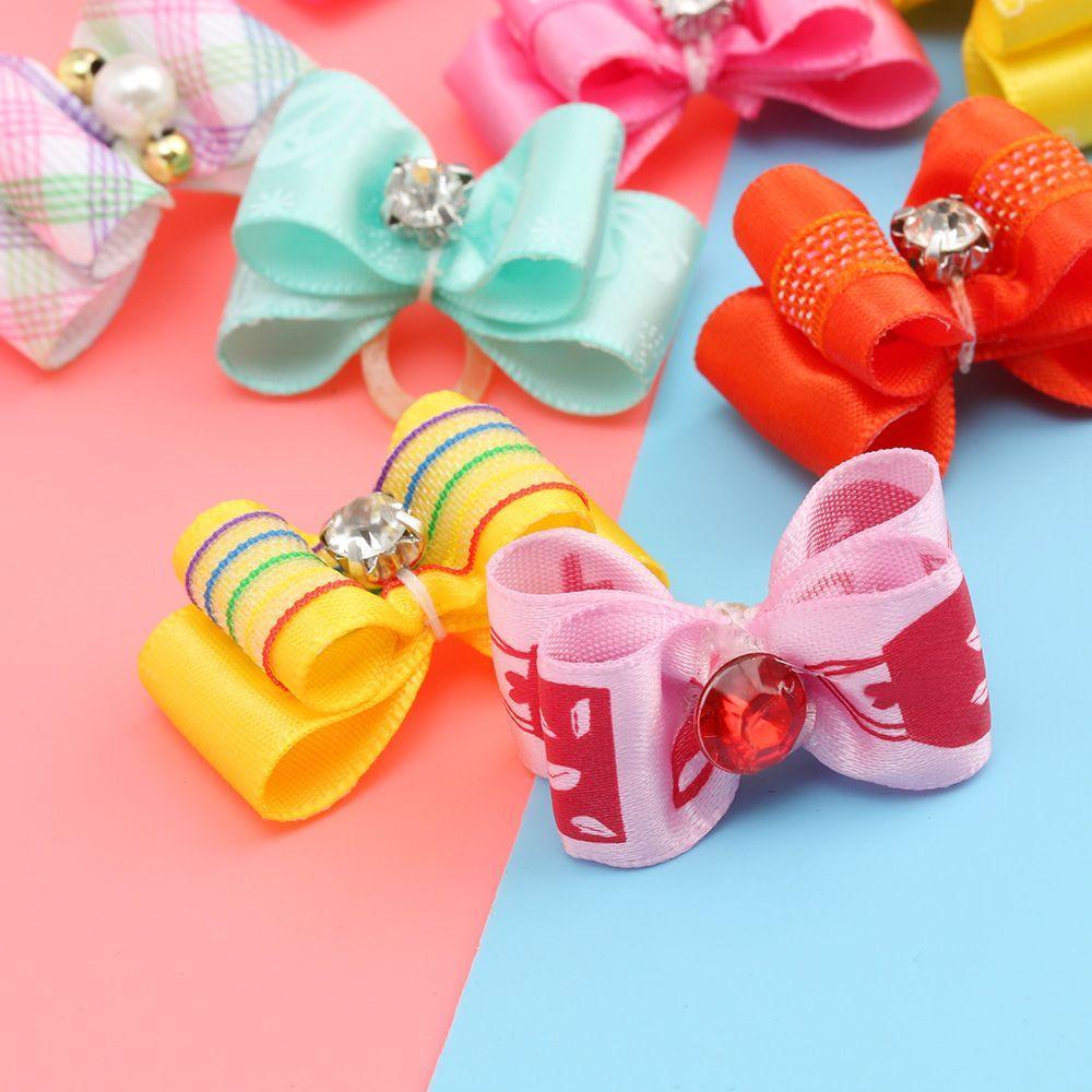 Hair Bows Pet Handmade with Rubber Band Hair Clips Puppy Grooming Accessories Products Small Dogs