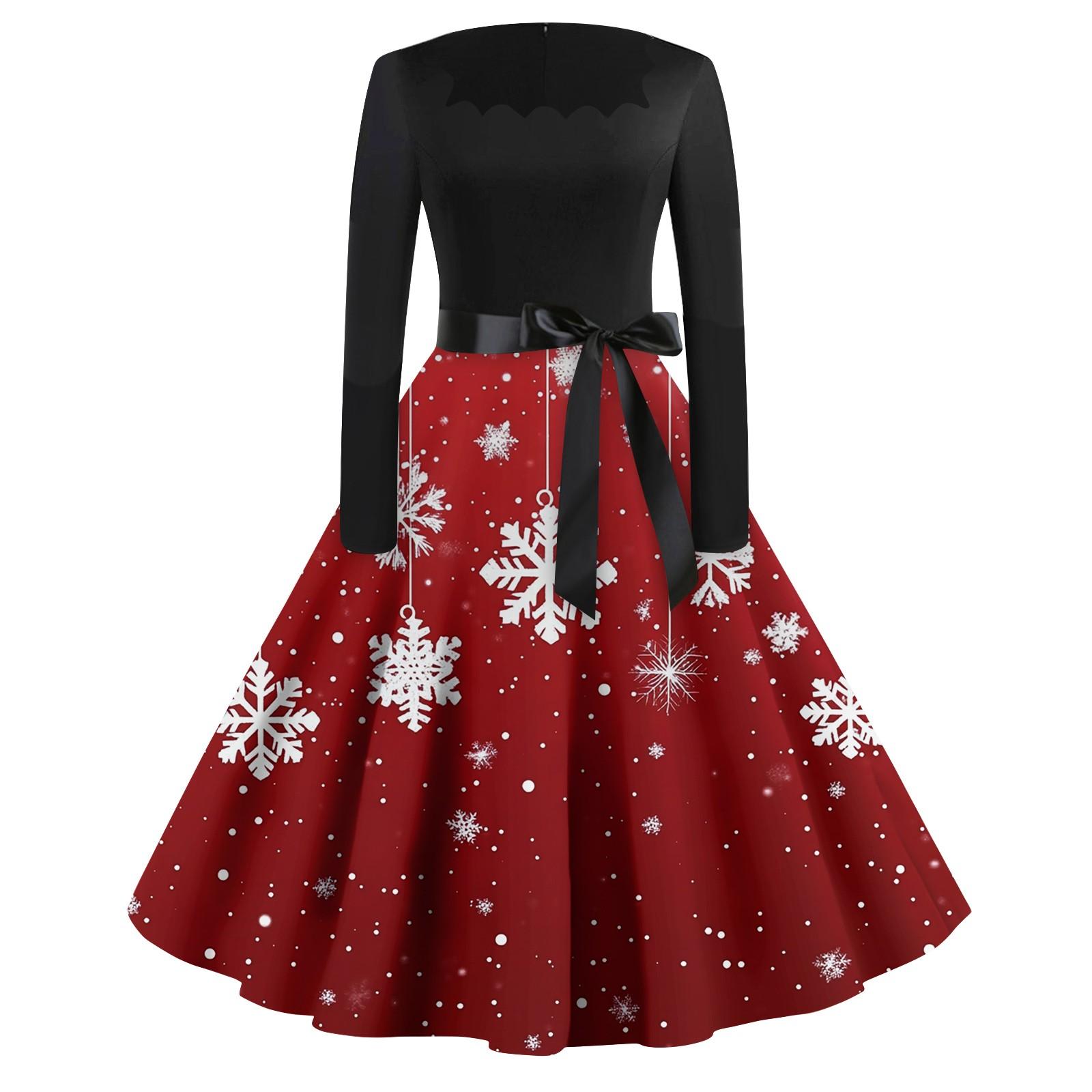 

Жіноча повсякденна модна сукня в стилі ретро з квадратним вирізом і довгим рукавом M Кіновар