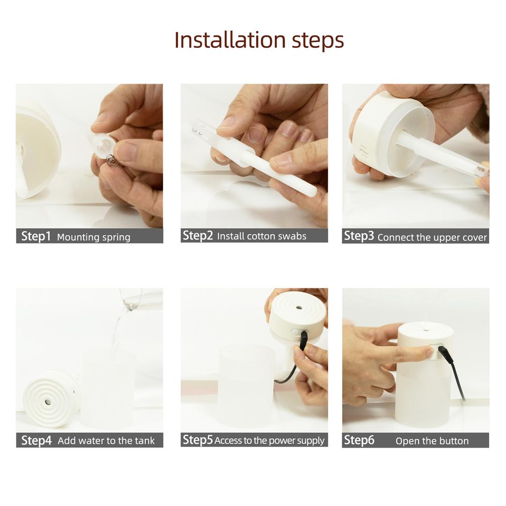 Mini Humidifier 260ml Colorful LED Light USB Charge Simple White Portable Desk Humidifier for Bedroom Office Car