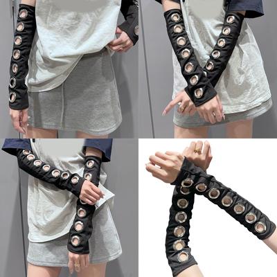 Breathable Arm Sleeves Gothic Fashion Accessory Flexible Armwear Rivet Studded Handwear For Women Daily Street Wear
