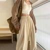 Women's Beige Cargo Pants | High-Waist Enzyme-Washed Cotton Japanese-Style Loose Lantern Carrot Straight Wide-Leg Casual Trousers for Spring-Autumn