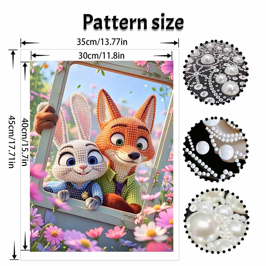 Disney Zootopia Nick and Judy Pearl Painting Handmade Pearl Kit Home Decoration Painting