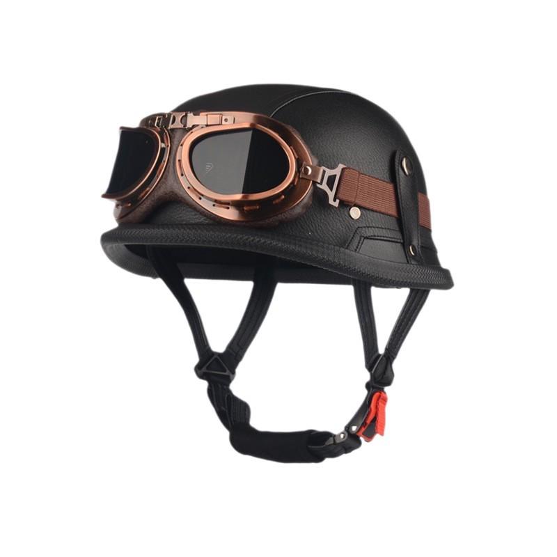 Vintage Military Style Half Face Motorcycle Helmet Harley Riders - ABS Shell 3C Certified Unisex Multiple Colors Visor